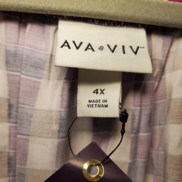 NWT Ava & Viv Brown Purple Gingham Dress Size 4X - Picture 12 of 12